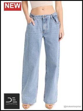 Women's Wide Leg Non-Stretch Denim Jeans Mid Rise Pleated Button Waist
